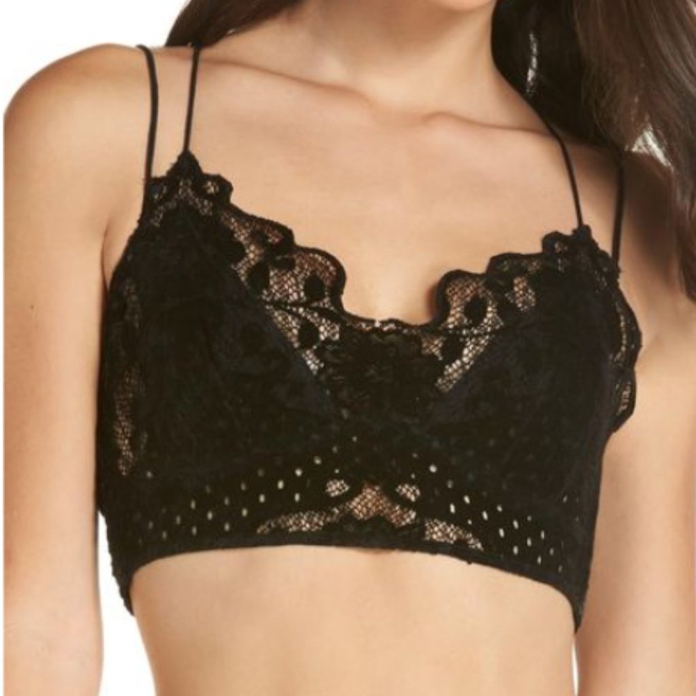 Intimately Free People Women's Black Velvet Madonna Bralette XS